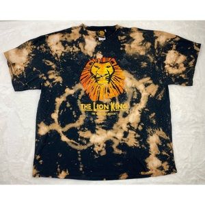 The Lion King Mens Tee Broadway Musical 2XL Black Bleach Tie Dye Custom Disney